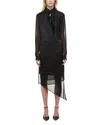 Helmut Lang Scarf Cowl Silk Shirt Dress In Black