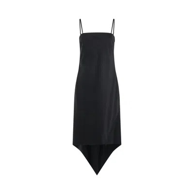 Helmut Lang Fitted Evening Dress With Scarf Hem Design In Black