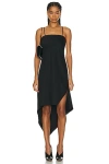 Helmut Lang Fitted Evening Dress With Scarf Hem Design In Black