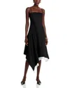 Helmut Lang Asymmetric Layered Wool Midi Dress In Black