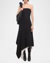 Helmut Lang Asymmetric Layered Wool Midi Dress In Blk