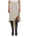 Helmut Lang Scarf Hem Virgin Wool Maxi Skirt In Sand