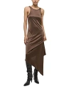 Helmut Lang Jersey Scarf Hem Tank Dress In Mushroom