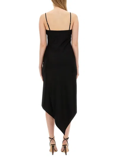 Helmut Lang Scarf Hem Virgin Wool Dress In Black