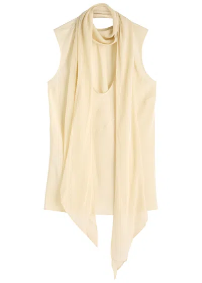 Helmut Lang Scarf Silk Crepe De Chine Tank In Cream