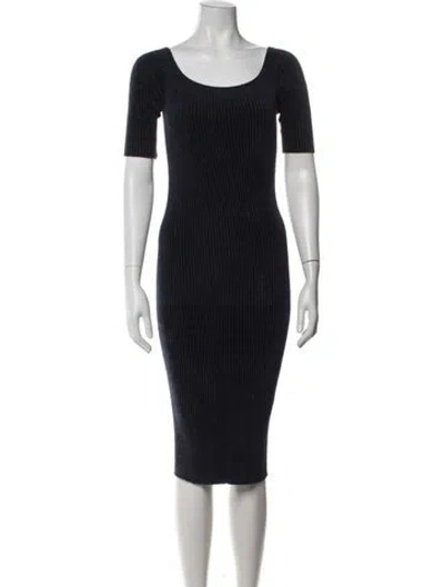 Pre-owned Helmut Lang Scoop Neck Knee-length Dress In Blue