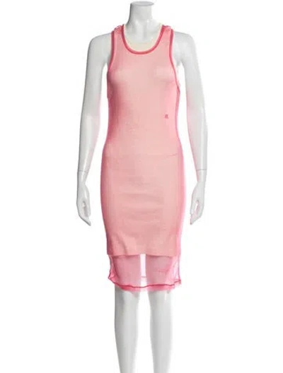 Pre-owned Helmut Lang Scoop Neck Knee-length Dress In Pink