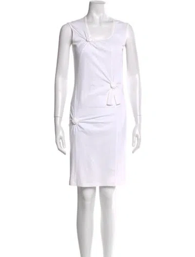 Pre-owned Helmut Lang Scoop Neck Knee-length Dress In White