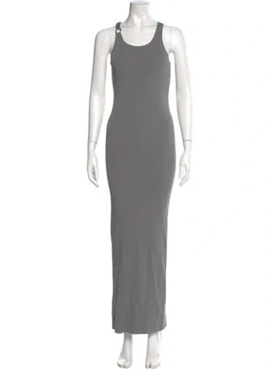 Pre-owned Helmut Lang Scoop Neck Long Dress In Gray