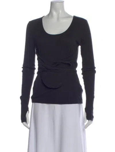 Pre-owned Helmut Lang Scoop Neck Long Sleeve Top In Black