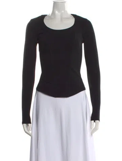 Pre-owned Helmut Lang Scoop Neck Long Sleeve Top In Black