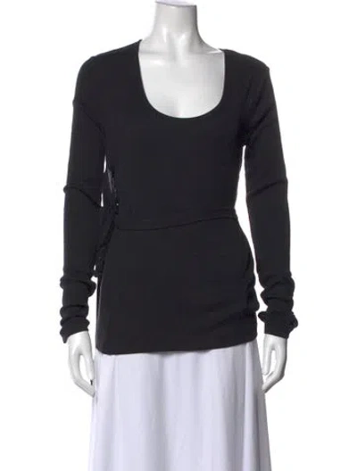 Pre-owned Helmut Lang Scoop Neck Long Sleeve Top In Black