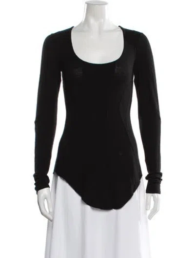 Pre-owned Helmut Lang Scoop Neck Long Sleeve Top In Black