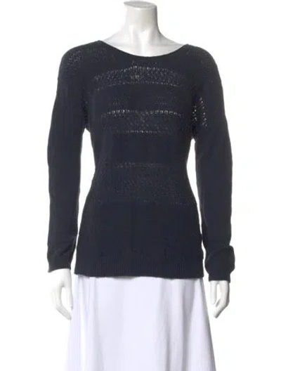 Pre-owned Helmut Lang Scoop Neck Long Sleeve Top In Blue