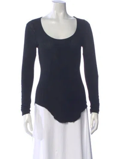 Pre-owned Helmut Lang Scoop Neck Long Sleeve Top In Blue
