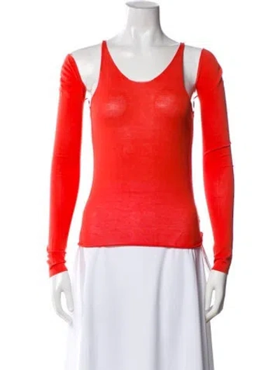 Pre-owned Helmut Lang Scoop Neck Long Sleeve Top In Orange