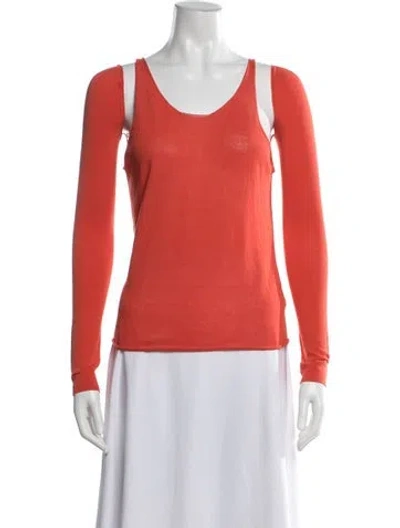 Pre-owned Helmut Lang Scoop Neck Long Sleeve Top In Orange