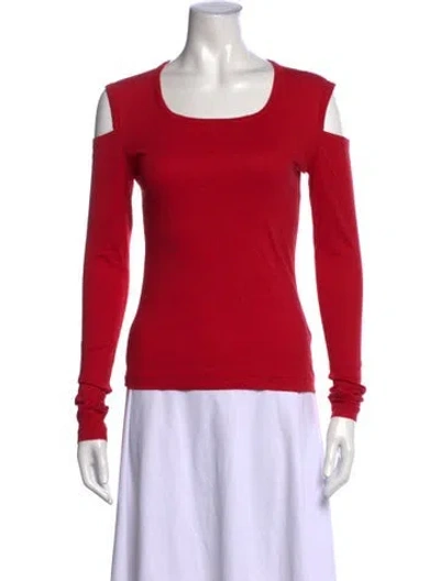 Pre-owned Helmut Lang Scoop Neck Long Sleeve Top In Red