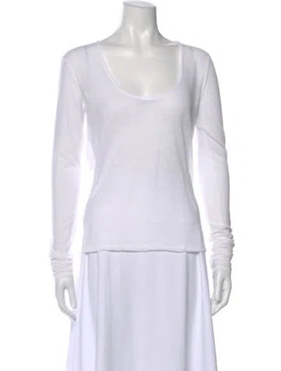 Pre-owned Helmut Lang Scoop Neck Long Sleeve T-shirt In White