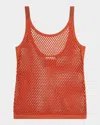 Helmut Lang Scoop-neck Mesh Tank Top In Sfty Ornge