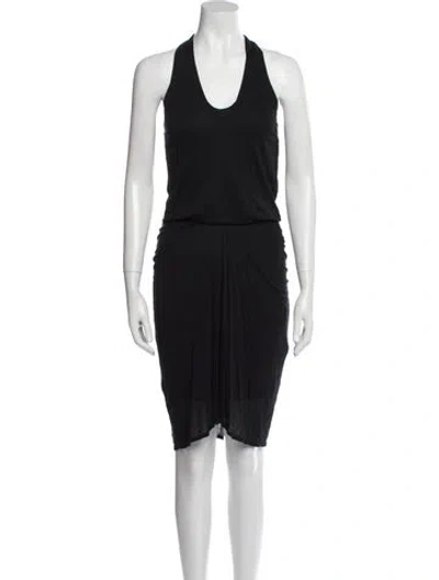 Pre-owned Helmut Lang Scoop Neck Midi Length Dress In Black