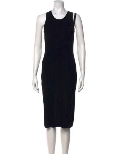 Pre-owned Helmut Lang Scoop Neck Midi Length Dress In Black