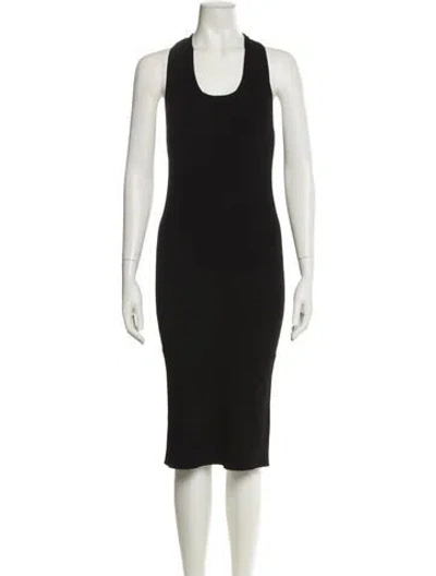 Pre-owned Helmut Lang Scoop Neck Midi Length Dress In Black