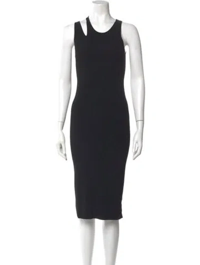 Pre-owned Helmut Lang Scoop Neck Midi Length Dress In Black