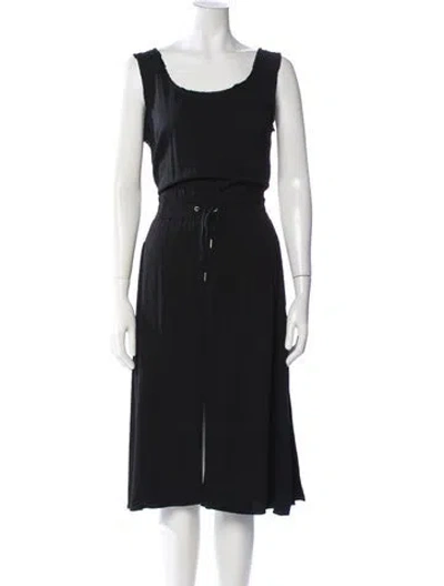 Pre-owned Helmut Lang Scoop Neck Midi Length Dress In Black