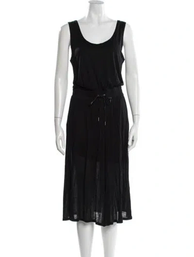 Pre-owned Helmut Lang Scoop Neck Midi Length Dress In Black