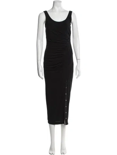 Pre-owned Helmut Lang Scoop Neck Midi Length Dress In Black