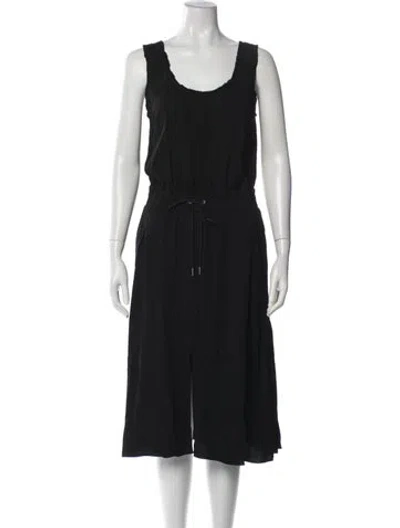 Pre-owned Helmut Lang Scoop Neck Midi Length Dress In Black