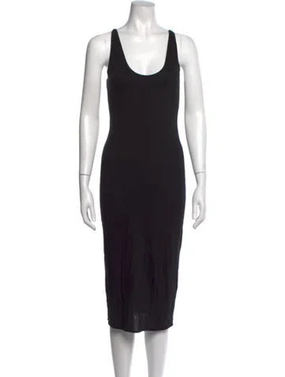 Pre-owned Helmut Lang Scoop Neck Midi Length Dress In Black