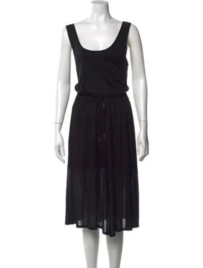Pre-owned Helmut Lang Scoop Neck Midi Length Dress In Black