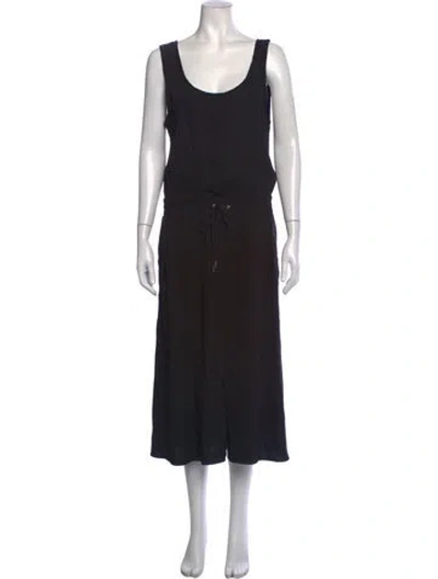 Pre-owned Helmut Lang Scoop Neck Midi Length Dress In Black