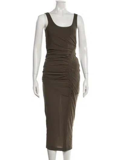 Pre-owned Helmut Lang Scoop Neck Midi Length Dress In Brown