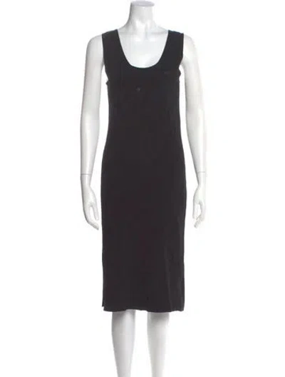 Pre-owned Helmut Lang Scoop Neck Midi Length Dress In Gray