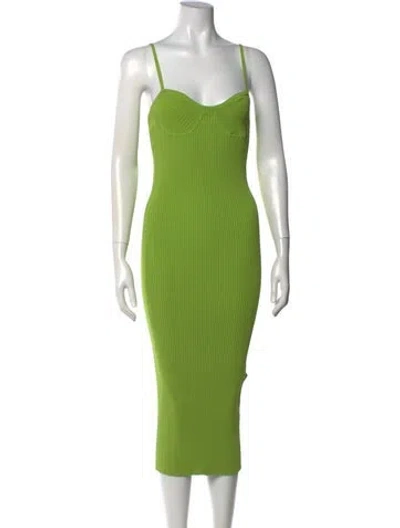 Pre-owned Helmut Lang Scoop Neck Midi Length Dress In Green
