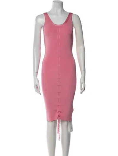 Pre-owned Helmut Lang Scoop Neck Midi Length Dress In Pink