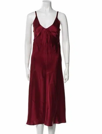 Pre-owned Helmut Lang Scoop Neck Midi Length Dress In Red