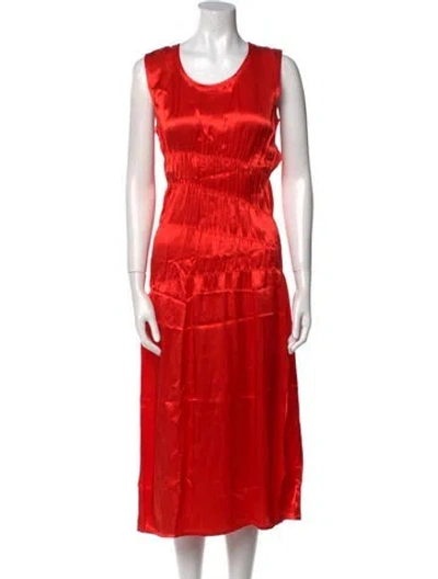 Pre-owned Helmut Lang Scoop Neck Midi Length Dress In Red