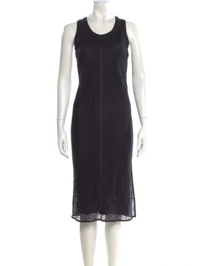 Pre-owned Helmut Lang Scoop Neck Midi Length Dress W/ Tags In Black
