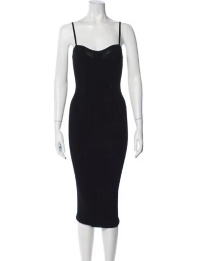 Pre-owned Helmut Lang Scoop Neck Midi Length Dress W/ Tags In Blue