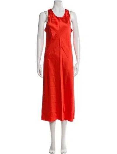 Pre-owned Helmut Lang Scoop Neck Midi Length Dress W/ Tags In Orange