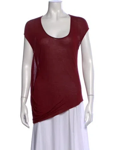 Pre-owned Helmut Lang Scoop Neck Short Sleeve Top In Burgundy