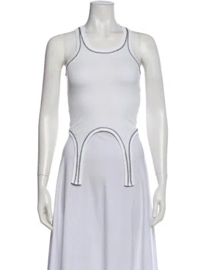 Pre-owned Helmut Lang Scoop Neck Sleeveless Crop Top W/ Tags In White