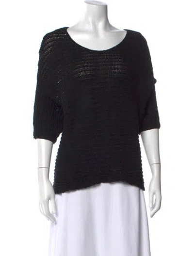 Pre-owned Helmut Lang Scoop Neck Three-quarter Sleeve Top In Black