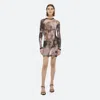 Helmut Lang Scribble Twisted Dress In Black Multi