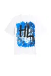 Helmut Lang Blue Scribble Tee In White & Blue