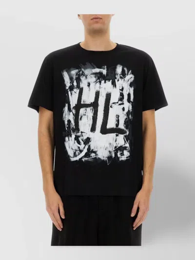 Helmut Lang Scribble Crew Neck Graphic Print Short Sleeves In Black